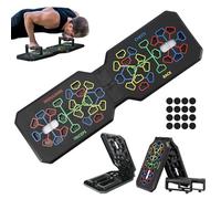 LEKEFETO Planche de pompes avec poignées d'entraînement 24 en 1 | Planche push-up | Pliable et antidérapante (matériau ABS) | Entraînement à domicile | Charge maximale 150 kg + guide musculaire pour