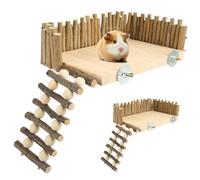 LEKEFETO Plateforme d'escalade en bois pour hamster avec échelle - Aire de jeu robuste pour petits animaux tels que hamsters, hamsters dorés et souris - Montage facile avec vis