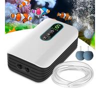 LEKEFETO Pompe à air pour aquarium rechargeable avec 2 sorties pour la pêche en plein air et les pannes de courant, débit réglable de 1,5 l/min, ultra silencieuse, batterie au lithium 2600 mAh, 2