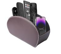 LEKEFETO Porte-télécommande à 5 compartiments : organisateur de bureau en cuir synthétique, grand support pour TV, DVD, clé 4K et télécommande, avec doublure en daim