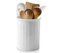 LEKEFETO Porte-ustensiles de cuisine en céramique, porte-ustensiles de cuisine, porte-ustensiles de cuisine, porte-cuillère pour comptoir de cuisine - Blanc