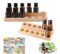 LEKEFETO Présentoir pour Huiles Essentielles en Bois - Support d'Aromathérapie Double Couche pour Vernis à Ongles (12 Trous)