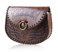 LEKEFETO Sac banane médiéval, sac vintage en cuir synthétique avec gaufrage, sac médiéval portable, pour jeux de rôle, pour homme et femme, marron, marron, Taille unique