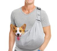 LEKEFETO Sac de transport pour chien, bandoulière réglable, sac de transport pour animaux de compagnie, petit chien, chat, excursion, capacité de transport jusqu'à 7,5 kg (gris)
