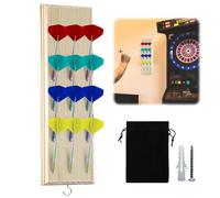 LEKEFETO Support de Fléchettes Mural en Bois Pour 12 Fléchettes - Rangement Pratique Pour Tout Type de Cible (Couleur Bois)