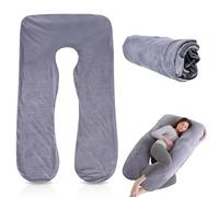 LEKEFETO Taie d'oreiller de Grossesse en Forme de U: Taie d'oreiller de Maternité en Coton Amovible en Forme de U, Housse de Remplacement pour Adulte, Coussin d'allaitement Lavable en machine,