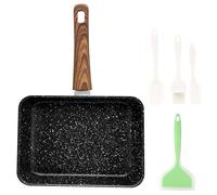 LEKEFETO Tamagoyaki Poêle japonaise rectangulaire avec poignée amovible, poêle à œufs brouillés anti-adhésive pour œufs, bacon, cuisine à la maison, 15,5 x 19 cm