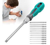 LEKEFETO Tournevis Torx Set, 12 Pièces Embouts Torx 100mm Long, Tournevis Magnétique T6 T7 T8 T9 T10 T15 T20 T25 T27 T30 T40 pour Vis Profil Torx, Marteau Perforateur et Visseuse