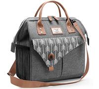 Lekesky Grand sac à déjeuner isotherme pour femme, sac à déjeuner de 15 l, pour le travail, gris avec flèche