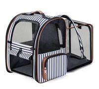 Lekesky Grand sac à dos extensible de transport pour chat - Sac à dos de transport pour animaux de compagnie de petite et moyenne taille - Peut supporter jusqu'à 11,3 kg - Rayures - Taille L