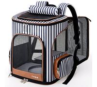 Lekesky Grand sac à dos extensible pour chat et chien, pliable (rayé - XL)