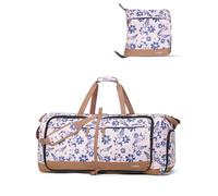 Lekesky Grand sac de voyage pliable - Sac fourre-tout imperméable avec compartiment à chaussures, sac de sport de fin de semaine pour homme et femme, Silhouette rose et bleue, 80L, sac de voyage