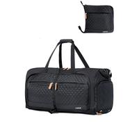 Lekesky Grand sac de voyage pliable - Sac fourre-tout imperméable avec compartiment à chaussures, sac de sport de fin de semaine pour homme et femme, Bleu matelassé, 80L