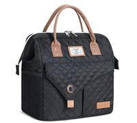 Lekesky Sac à déjeuner isotherme de 10 L pour femme pour le travail, matelassage noir