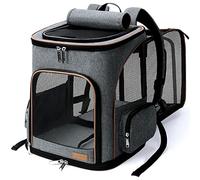 Lekesky Sac à dos, extensible, pour chat et petit chien, avec laisse de sécurité intérieure et 2 tapis pour animaux de compagnie, gris