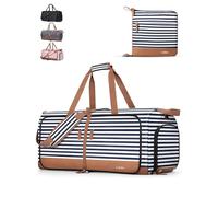 Lekesky Sac de Voyage 100L Léger et Pliable pour Femme et Homme - Weekend/Avion/Bagage à Main avec Compartiment à Chaussures, Étanche (Rayures Bleues)