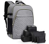 Lekespring Sac a Dos Voyage Cabine Avion Femme 35L | Sac a Dos Cabine avec 6 sacs d'organisation - Travel Backpack pour les Ordinateurs Portables de 17 pouces - Gris
