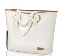 Lekespring Sac de Plage pour Femme Grand avec Fermeture Éclair, Sac de Bain XXL Polyvalent pour Famille, Sac de Sauna, Sac de Voyage, Sac de Plage Tote Bag, beige, xxl