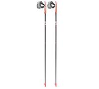 LEKI Flash Carbon Bâtons de Marche Anthracite foncé/Rouge Fluo 125 cm