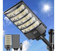 LEKIA Lampadaire Solaire Exterieur, 8000W 6500K Lumiere Solaires avec Détecteur de Mouvement, Télécommande, IP66 Étanche Spot Solaire Puissant Projecteur LED Exterieur pour Jardin, Yard, Parking Lot