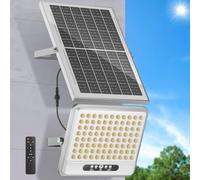 LEKIA Projecteur solaire d'extérieur 3000 K/4500 K/6500 K avec télécommande, lampe solaire du crépuscule à l'aube, lampe de sécurité avec câble de 5 m pour parking, cour, garage (1)