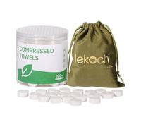 LEKOCH 100 pcs Serviette Comprimée Jetable Blanche à Base de Plantes avec Sac de Rangement,Mini Serviette Comprimée Portable Serviette pour Voyage, Camping, Salon de beauté, Plein Air