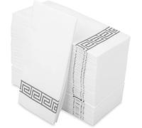 LEKOCH 100 pcs Serviettes de Tables Jetables de Qualite Blanc et Gris Argenté Serviette Papier Intissé Epaisse Serviettes pour le mariage, Noël ou la fête 43 * 30cm
