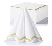 LEKOCH 50 pcs Blanc Design Serviettes de Tables Jetables de Qualite Serviette Papier Intissé Epaisse Serviettes pour le mariage, Noël ou la fête 40 * 40cm
