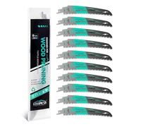 LEKOMESH Lot de 10 lames de scie sabre avec dents japonaises 180 mm - Bord arqué - Pour bois 180 mm - 6 TPI - Pour tailler les arbres, couper le bois