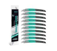 LEKOMESH Lot de 10 lames de scie sabre avec dents japonaises 230 mm - Bord arqué - Pour bois 230 mm - 6 TPI - Pour tailler les arbres, couper le bois