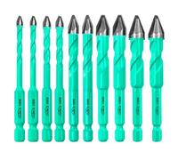 LEKOMESH Mèches Foret Carrelage Carbure - 10 pièces 5mm*2+6mm*2+8mm*2+10mm*2+12mm*2 Foret Carrelage, Meche Verre pour Bois Plastique Maçonnerie Céramique Béton Marbre, Tige Hexagonale