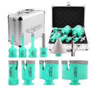 LEKOMESH Scie Cloche Carrelage Diamant- 10pcs (6/6/8/25/35/50/68mm+10mm Finger Bit+50mm Mèches Chanfrein+ Adapter) for Carrelage Trepans pour Porcelaine Céramique Marbre，Brique, Béton,M14 Filetage