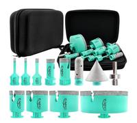 LEKOMESH Scie Cloche Carrelage Diamant - 12pcs (6/6/8/20/25/35/50/68/110mm+20mm Fraise Diamant+50mm Mèches Chanfrein+Adaptateur) Foret Carrelage Trepans pour Porcelaine Céramique Marbre Brique Béton
