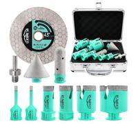 LEKOMESH Scie Cloche Carrelage Diamant(6/6/20/25/35/50mm+20mm Finger Bit+50mm Mèches Chanfrein+ Adapter+Lame de scie) for Carrelage Trepans pour Porcelaine Céramique Marbre,Brique, Béton,M14 Filetage