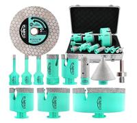 LEKOMESH Scie Cloche Carrelage Diamant(6/8/10/25/35/50/68/110mm+20mm Finger Bit+50mm Mèches Chanfrein+ Adapter+Lame de scie) for Carrelage Trepans pour Porcelaine Céramique Marbre,Brique,M14 Filetage