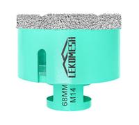 LEKOMESH Scie Cloche Diamant 68MM - Forets Carrelage Trépan Diamant Pour porcelaine Céramique Tuiles Marbre Granit Pierre Quartz Brasage Sous Vide Forets diamantés Filetage M14 pour Meuleuse D'angle