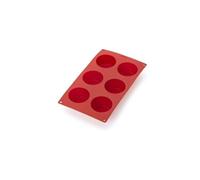Lékué Moule pâtisserie Muffins 6 cavités, silicone platine rouge