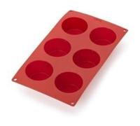 Lékué Moule pâtisserie Muffins 6 cavités, silicone platine rouge
