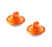 Lékué 3402900n07u009 Lot De 2 Ustensiles Pour Cuisson D'uf Poché Acier Inoxydable/Silicone Orange 9,3 X 11 X 7,5 Cm