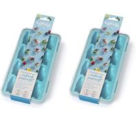 Lékué Bac à Glaçon avec couvercle, Caoutchouc SBS Bleu 11,3 x 22 x 3 cm (Lot de 2)