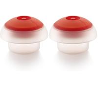 Lékué - Cuisson Vapeur - Cuit Oeuf Ovo - Cylindrique - Transparent - Silicone Platine (Lot de 2)