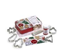 Lékué Emporte-pièces à cookies de Noël - 5 pièces - Boîte cadeau avec accessoires de décoration, recette et 20 poches à papier cadeau