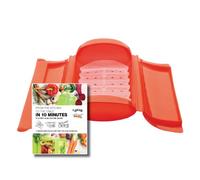 Lekue Étui vapeur pour 1 à 2 personnes avec plateau égouttoir et livre de recettes 10 minutes Rouge