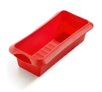 Lékué Moule à Cake rectangulaire, 24 cm, silicone platine rouge