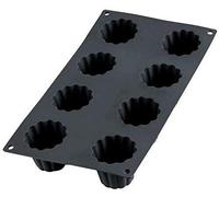 Lékué Moule pâtisserie Cannelé Bordelais 8 cavités, silicone platine noir