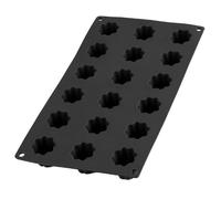 Lékué Moule pâtisserie Mini Cannelé Bordelais 18 cavités, silicone platine noir
