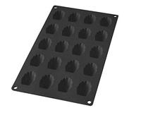 Lékué Moule pâtisserie Mini Madeleines 20 cavités, silicone platine noir