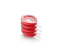 Lékué Moules Fraise Glacé Pack 4 Uts., Silicone, Rouge, 15.4 x 9.4 x 3.cm