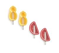 Lékué - Pack 4 Moule à Glace design Fruits Tropicaux Silicone Multicolore 18,5 x 8 x 11,6 cm