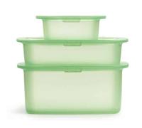 Lékué Récipients en silicone réutilisables – Kit de 3 (0,2 l, 0,5 l, 1 l) Vert transparent